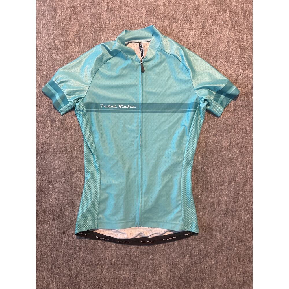 Pedal Mafia Women’s XL‎ Teal Short Sleeve Cycling Jersey- EUC